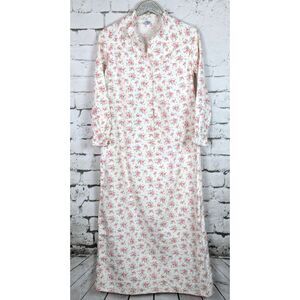 VINTAGE SEARS Floral Flannel Nightgown Cottage Cozy Soft Buttons Size Small